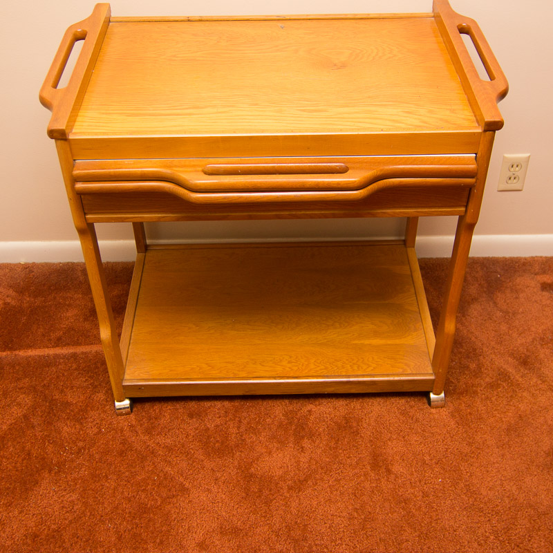 Oak Kitchen Cart on Wheels