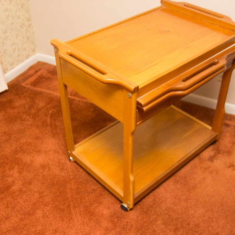 Oak Kitchen Cart on Wheels