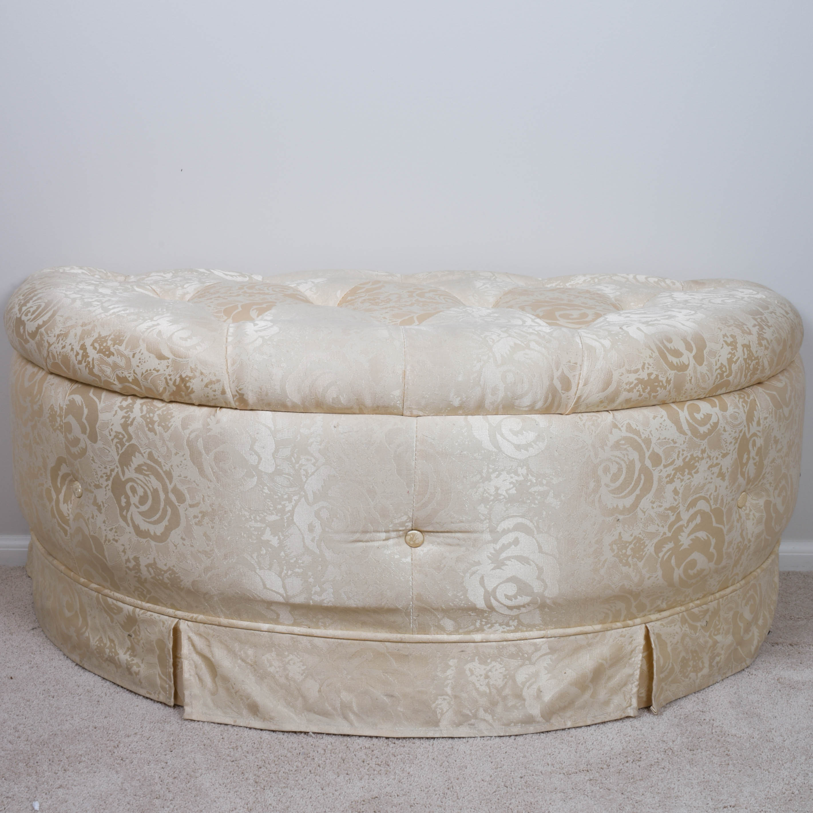 Upholstered Half-Round Storage Bench