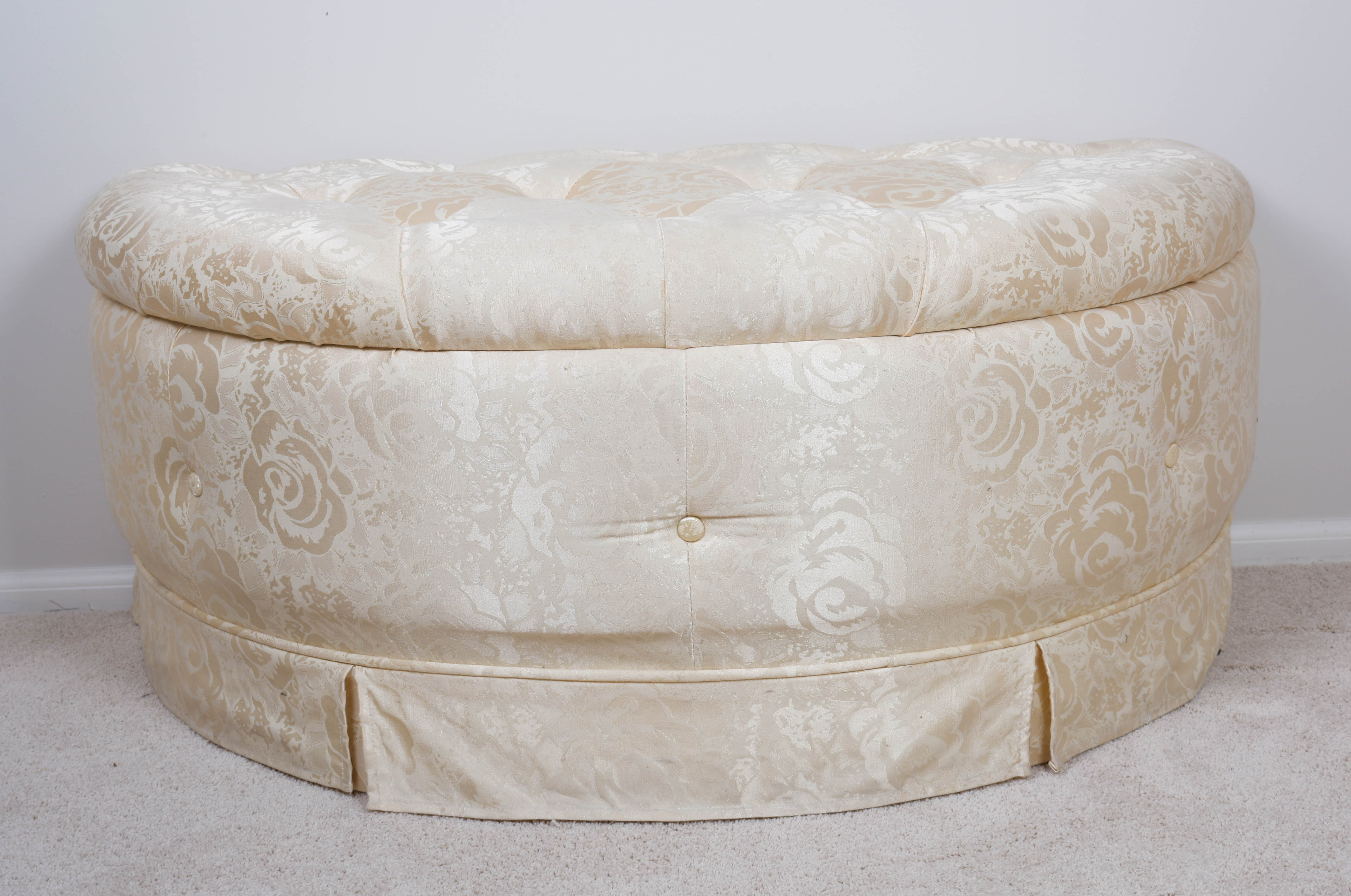 Upholstered Half-Round Storage Bench