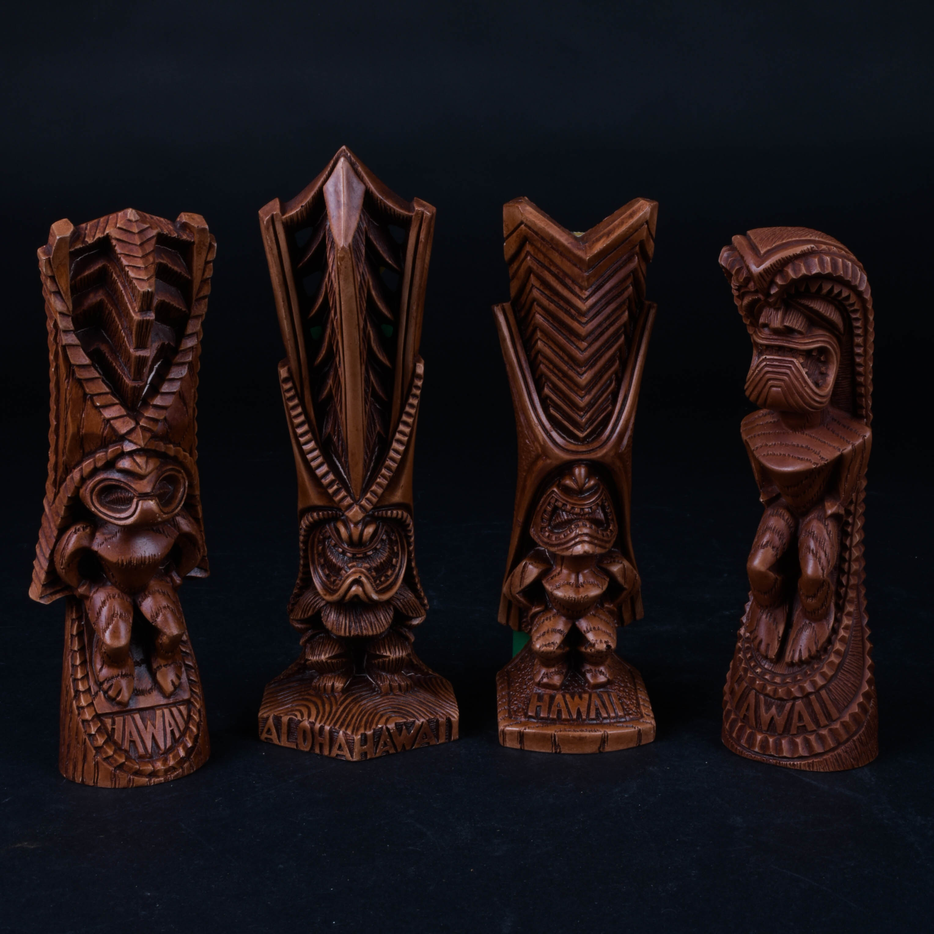 Hawaiian Carved Wood Tiki Figures