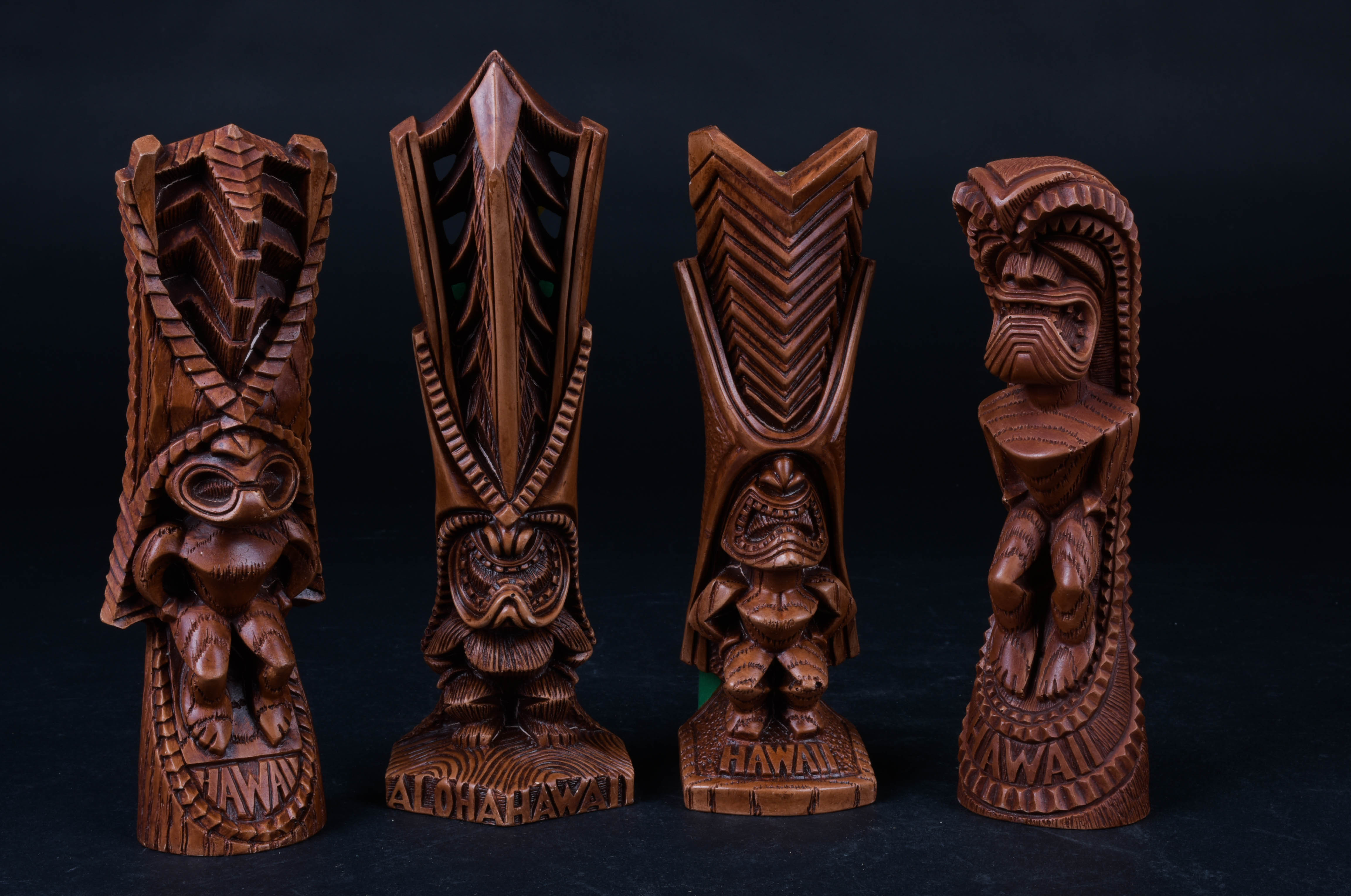 Hawaiian Carved Wood Tiki Figures