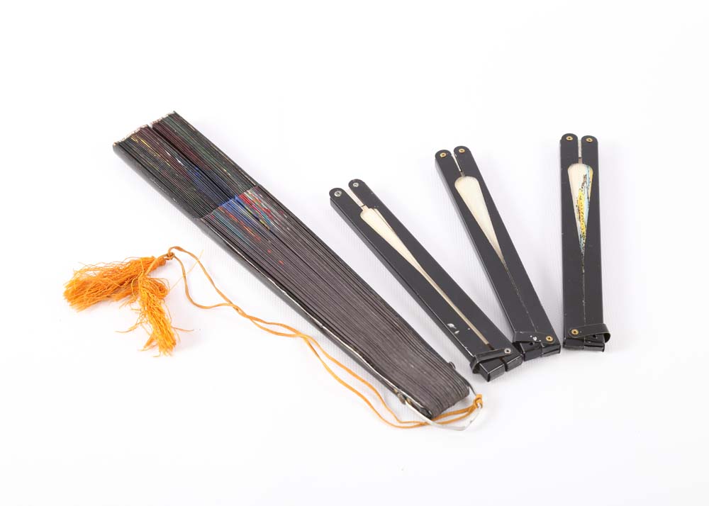 Group of Vintage Chinese Paper Folding Fans