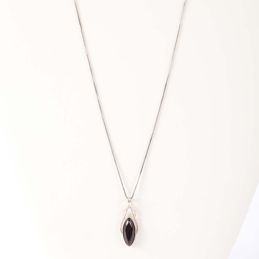 Sterling Silver Amber Pendant