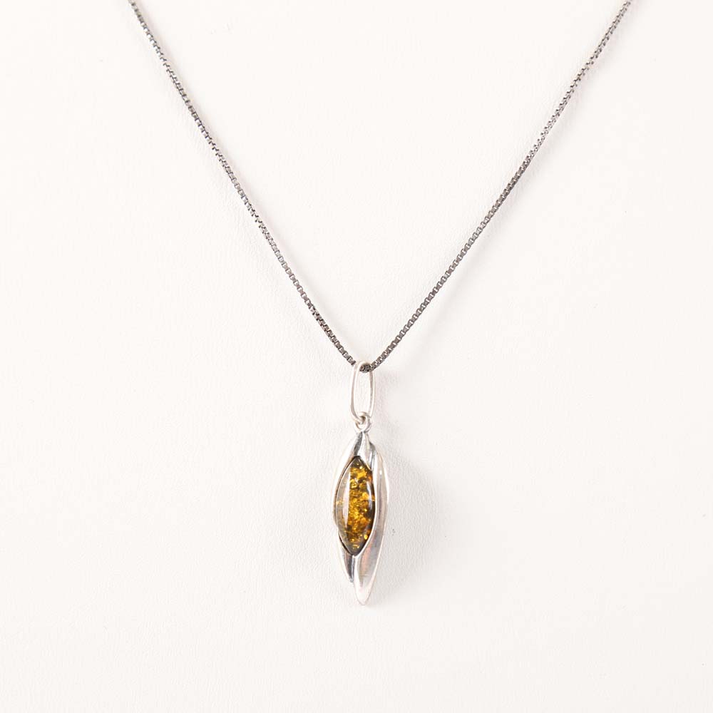 Sterling Silver Amber Necklace