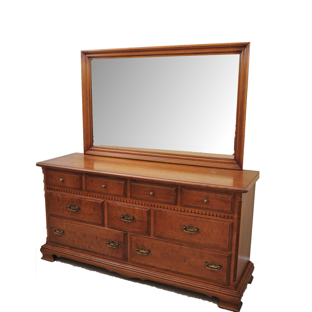Ethan Allen Solid Maple and Birch Dresser with Mirror