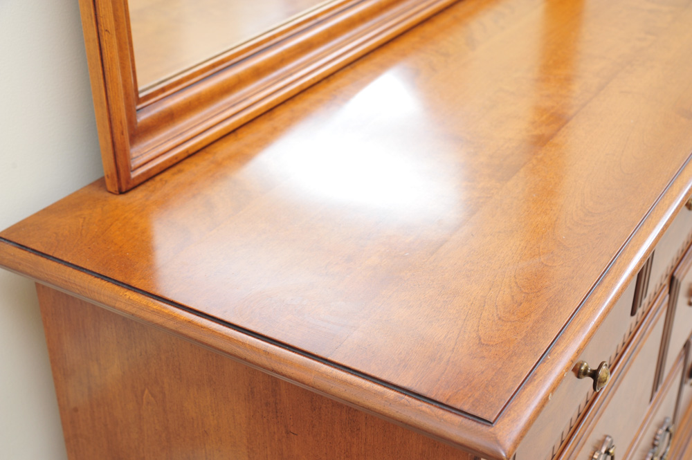 Ethan Allen Solid Maple and Birch Dresser with Mirror