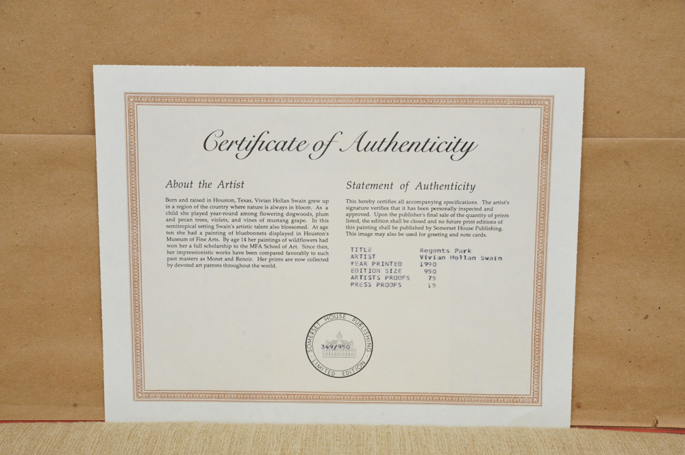 Vivian Hollan Swain Signed Limited Edition Print