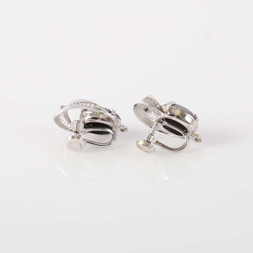 Sorrento Sterling Silver and Hematite Clip Earrings and Bracelet