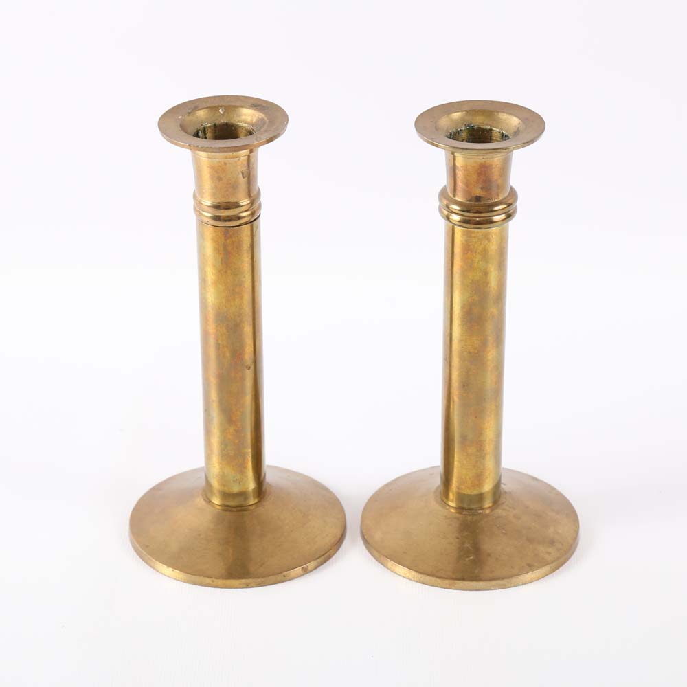 Three Pairs of Metal Candlesticks