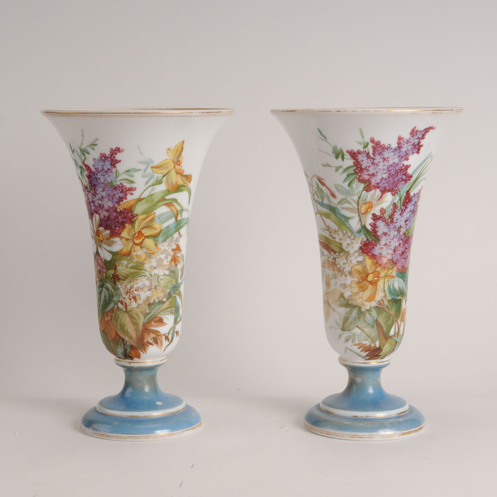Pair Antique of Bohemian Glass Vases