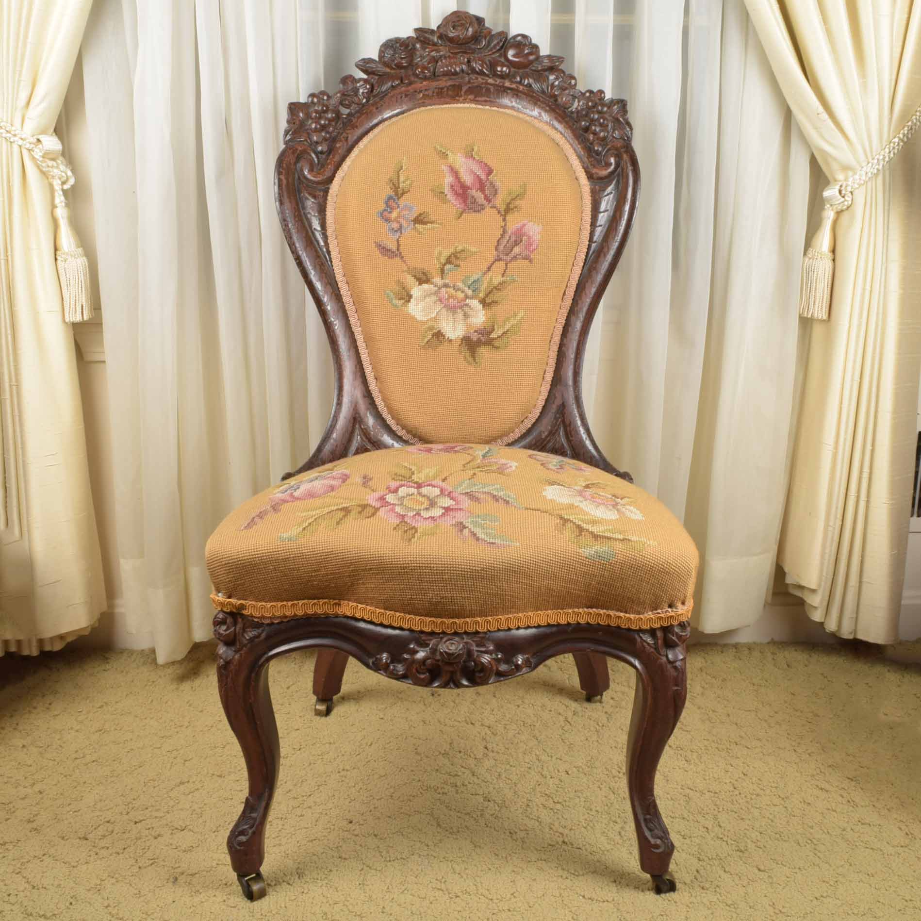 Victorian Rococo "Roselie" Rosewood Chair by John Henry Belter