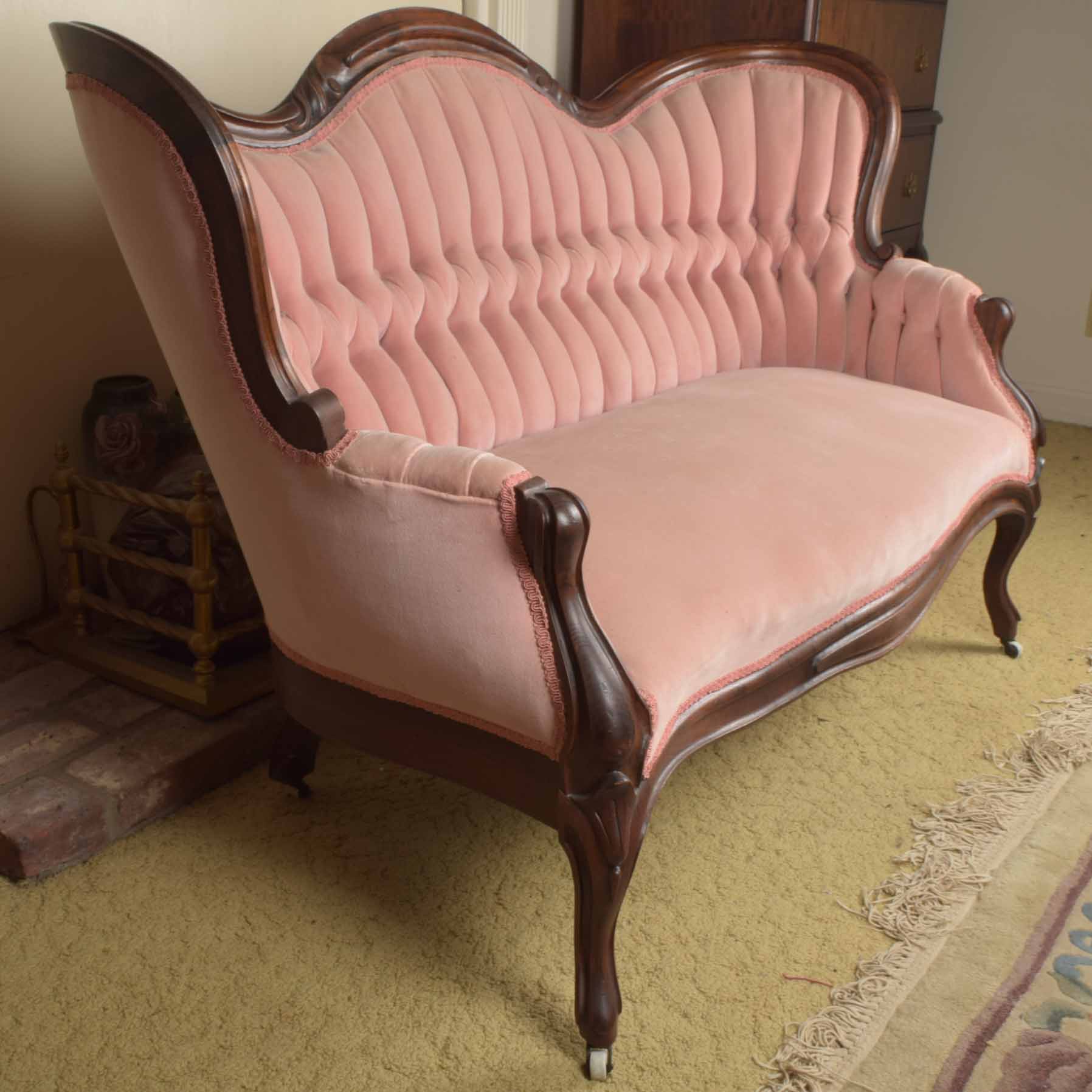 Victorian Rosewood Pleated Button Back Setee