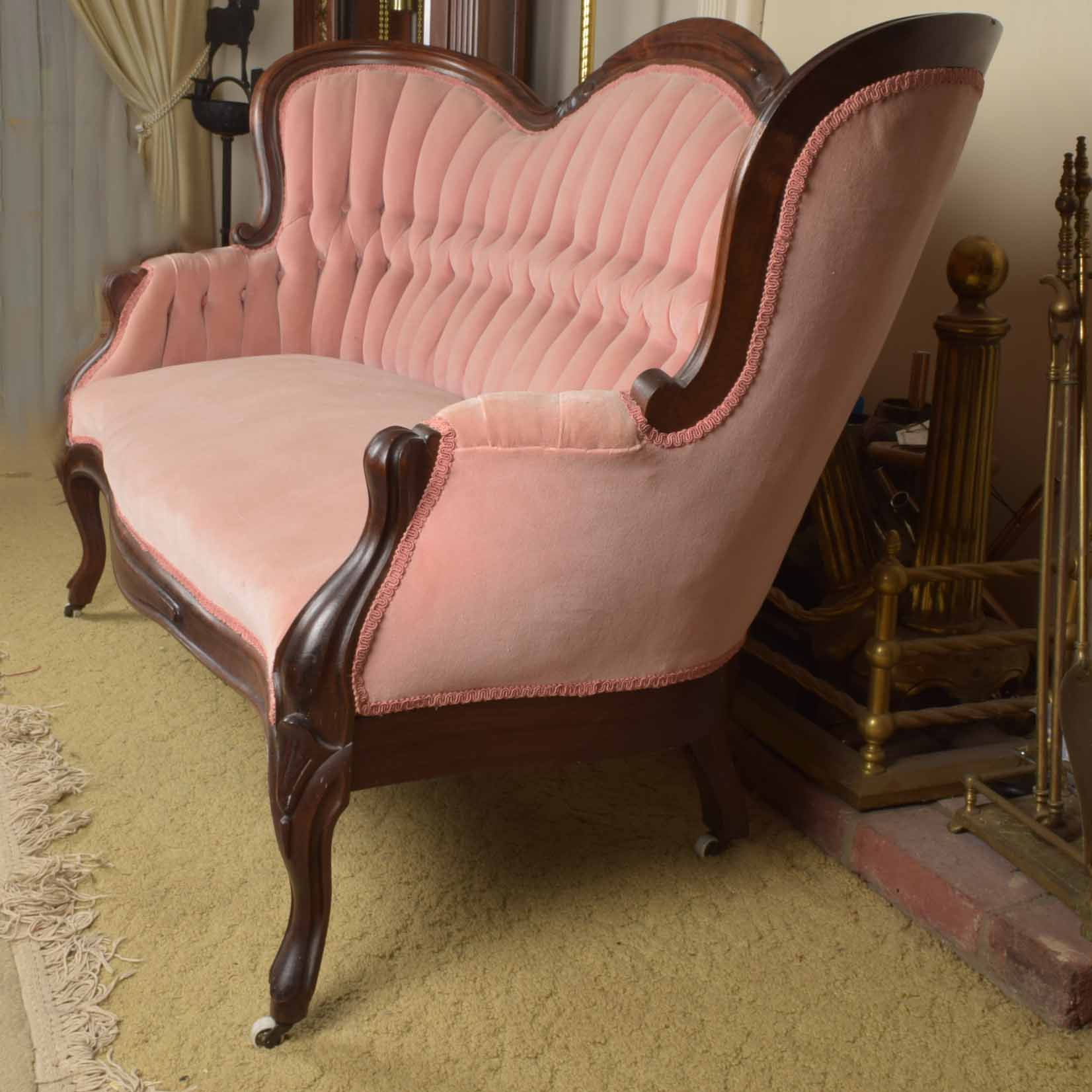 Victorian Rosewood Pleated Button Back Setee