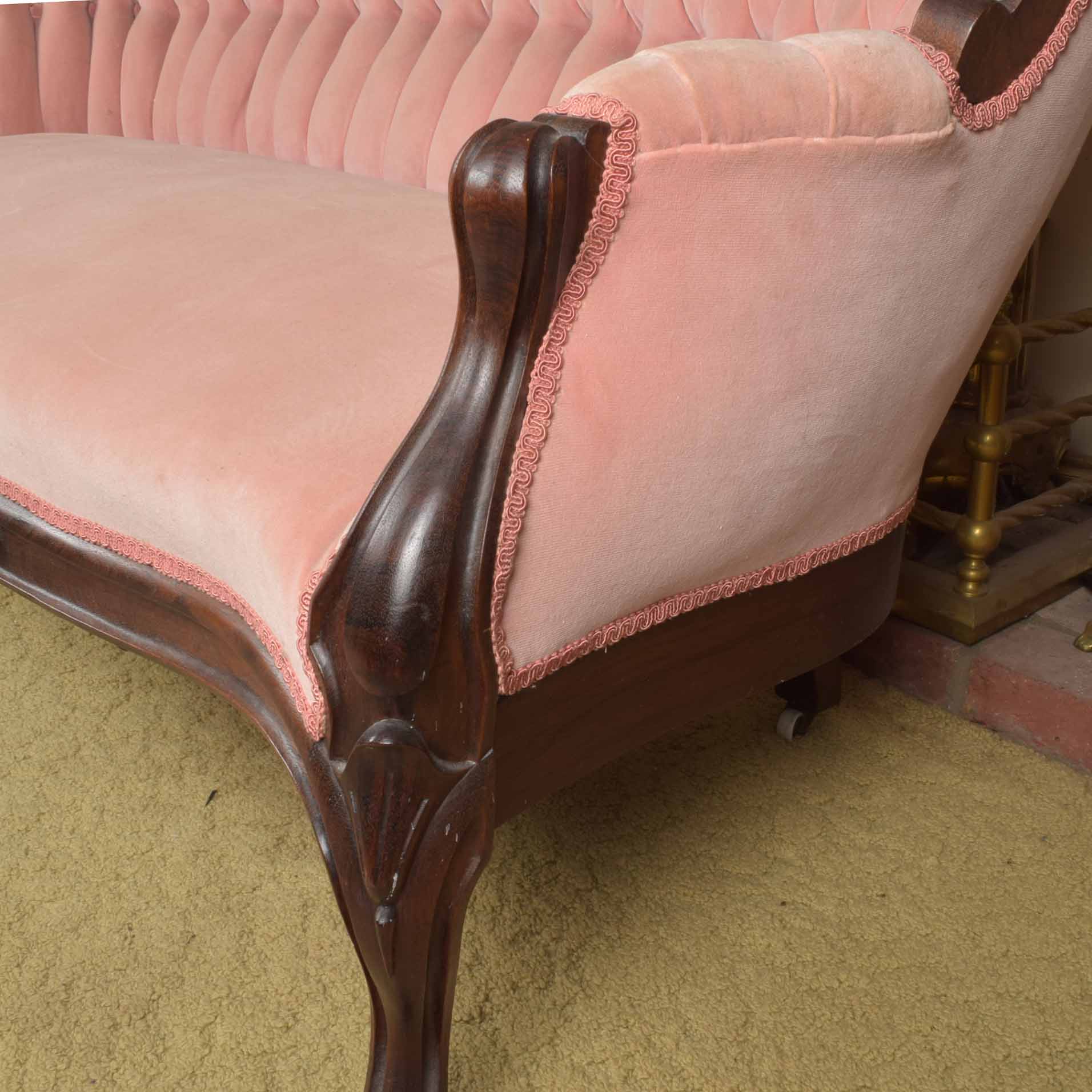 Victorian Rosewood Pleated Button Back Setee