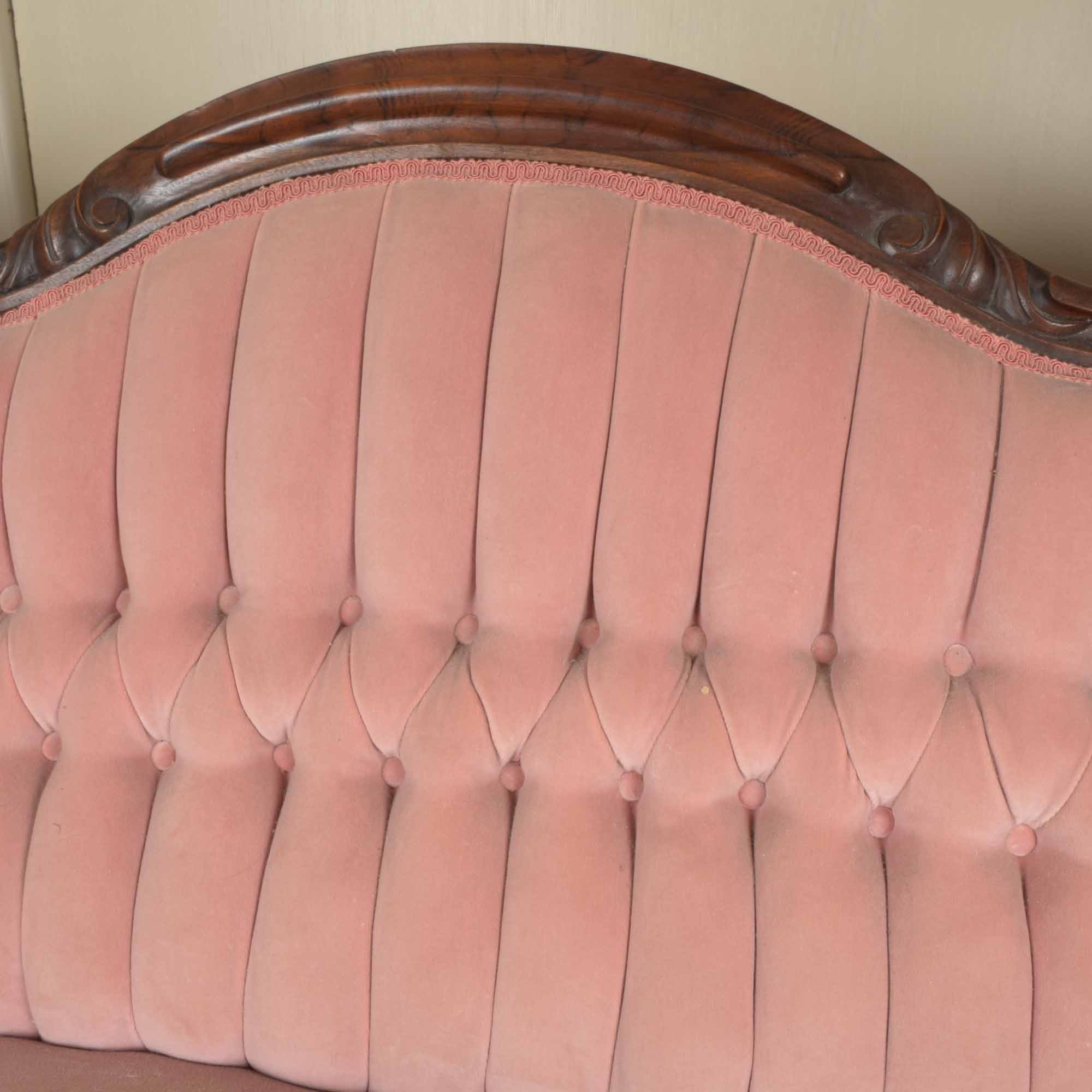 Victorian Rosewood Pleated Button Back Setee