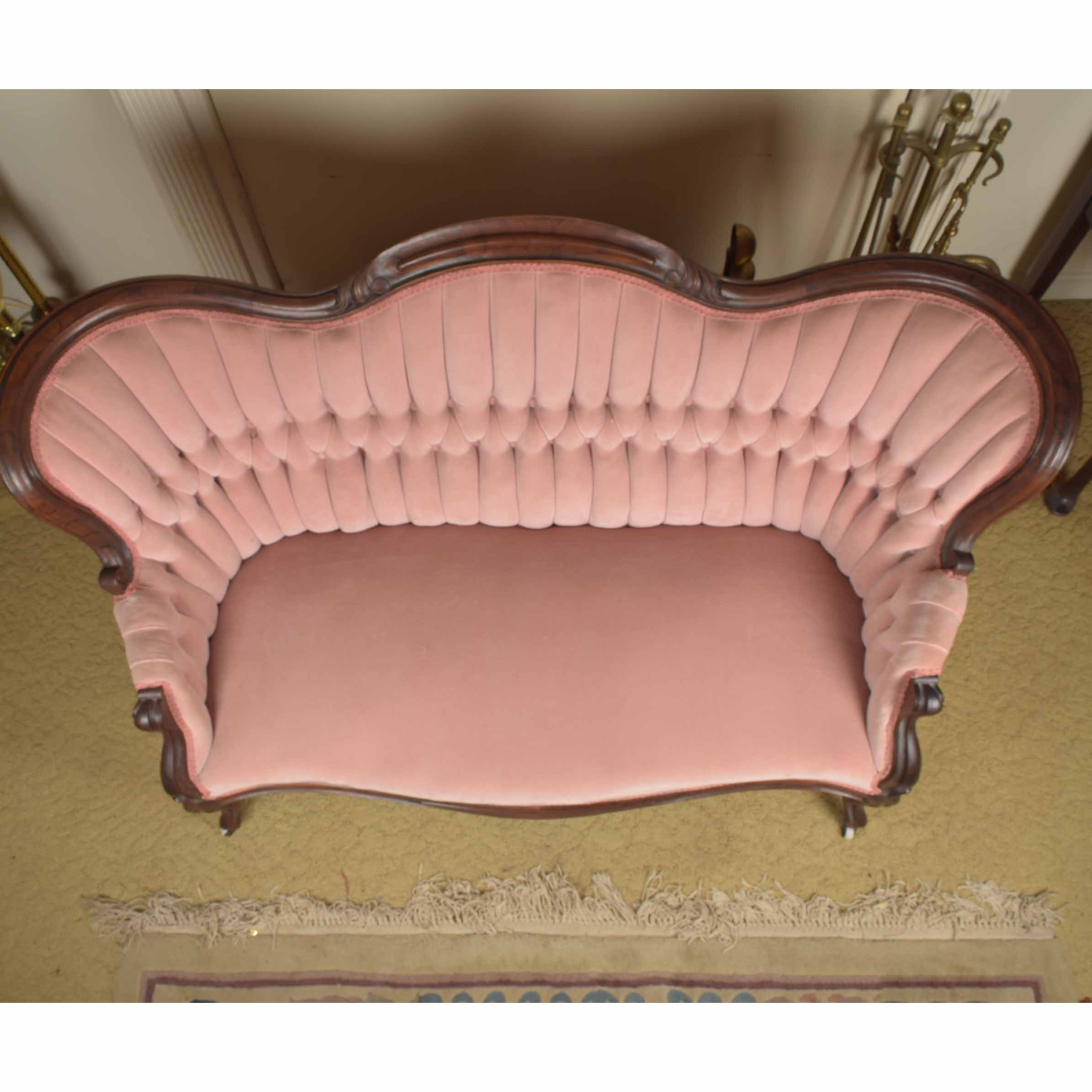 Victorian Rosewood Pleated Button Back Setee