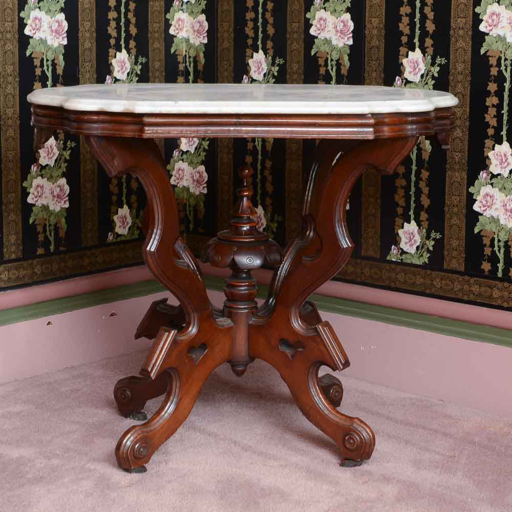 Mahogany Marble Top Center Table