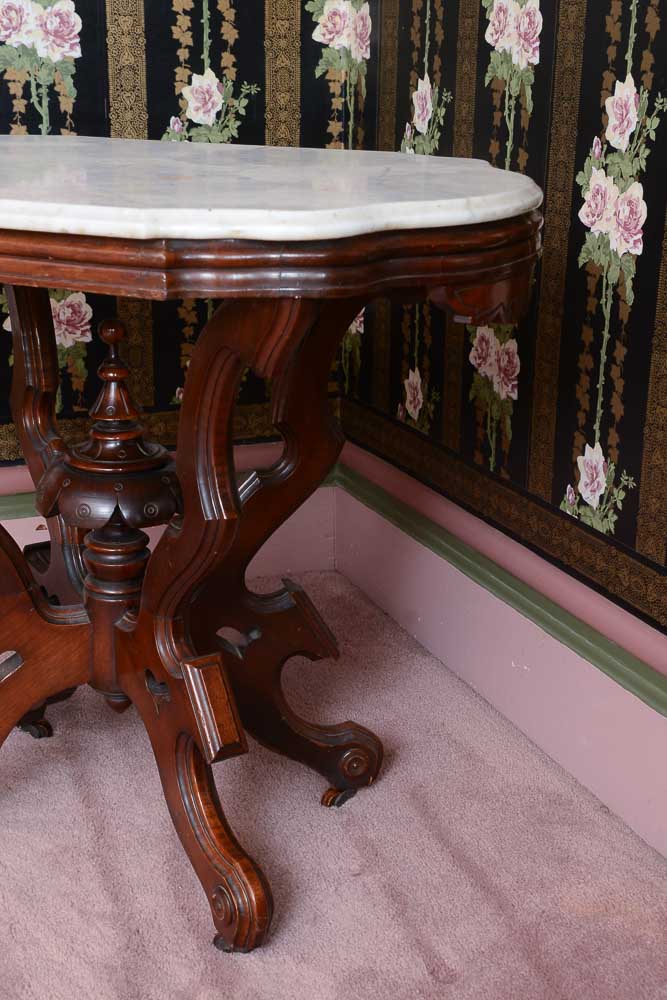 Mahogany Marble Top Center Table
