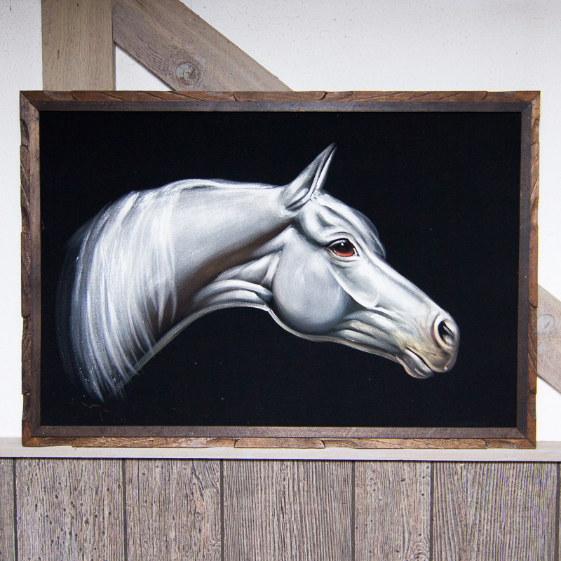 Vintage Velvet Horse Painting