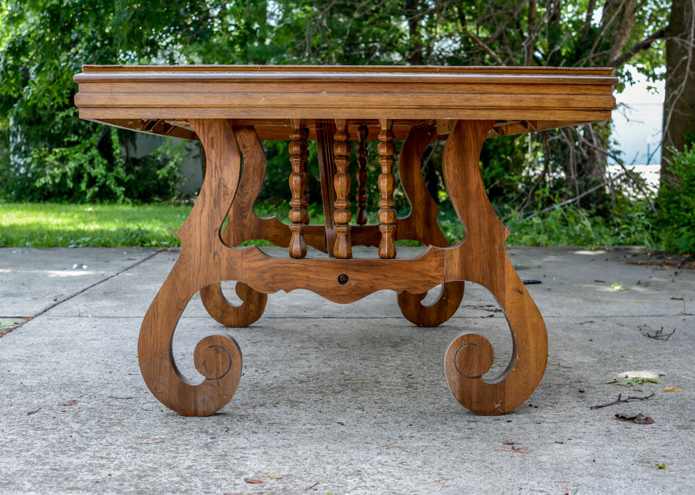 Oak Dining Table with Caned Back Chairs