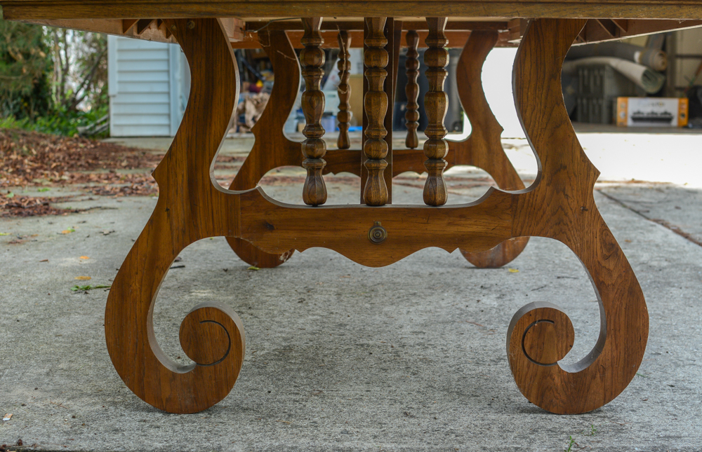 Oak Dining Table with Caned Back Chairs