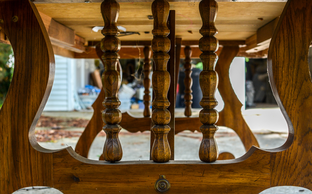Oak Dining Table with Caned Back Chairs