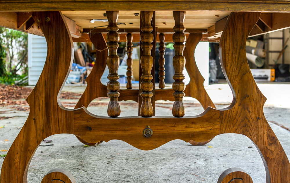 Oak Dining Table with Caned Back Chairs
