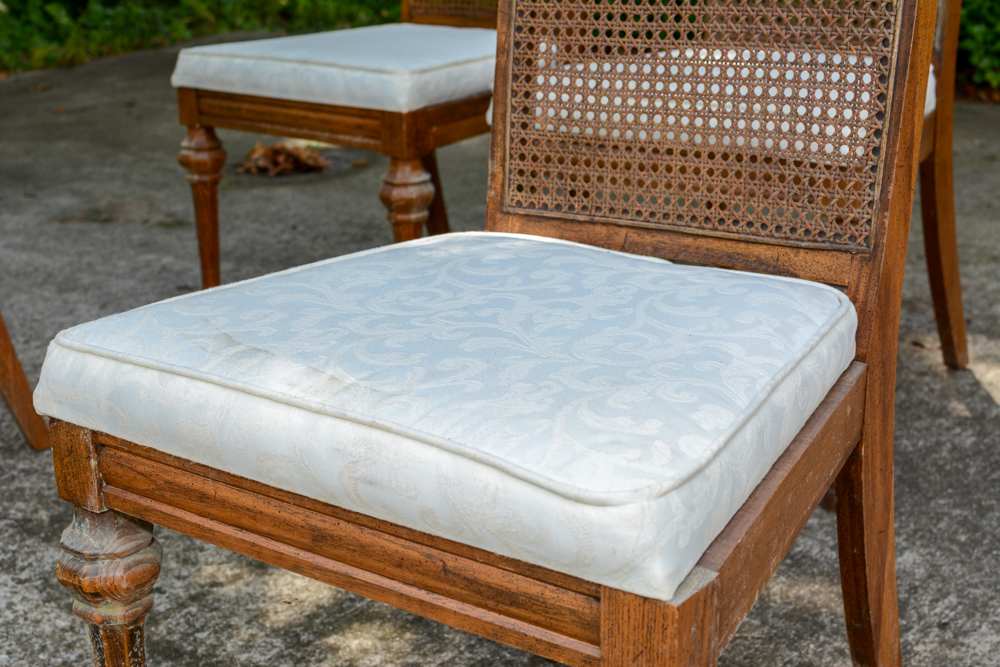 Oak Dining Table with Caned Back Chairs