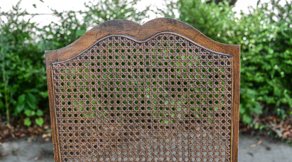 Oak Dining Table with Caned Back Chairs
