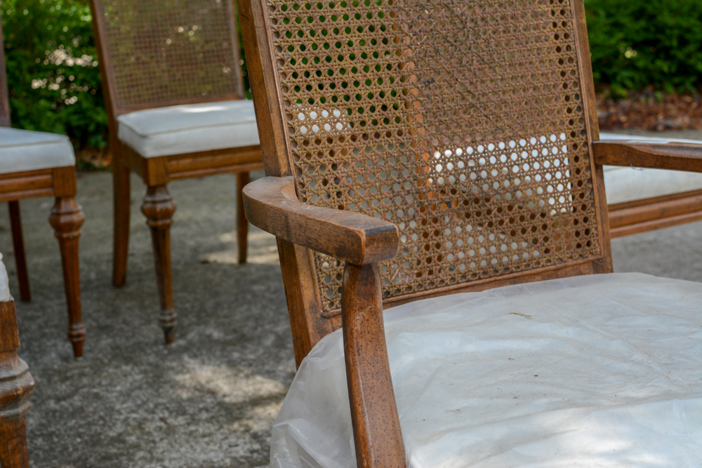 Oak Dining Table with Caned Back Chairs