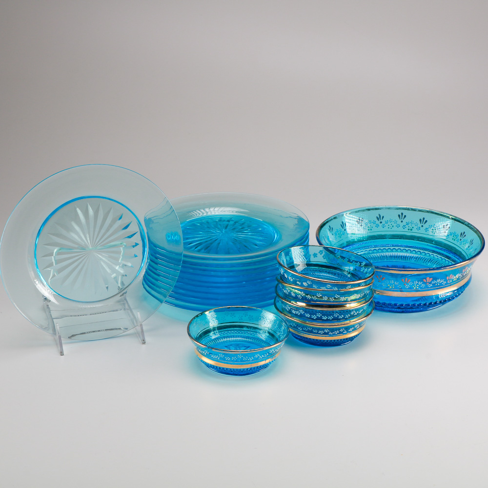 Collection of Blue Plates and Bowls