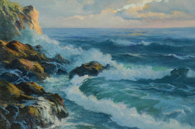 Leon Lundmark Original Oil on Board Seascape