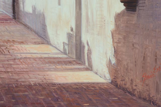 Garcia Espino Oil on Canvas "El Callejon de los Curas, Ciudad Colonial"