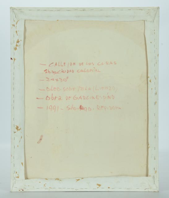 Garcia Espino Oil on Canvas "El Callejon de los Curas, Ciudad Colonial"