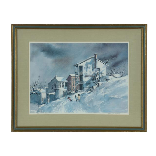 Robert Fabe Signed Offset Lithograph "December Day"
