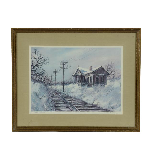 Robert Fabe Signed Offset Lithograph "Old Station"