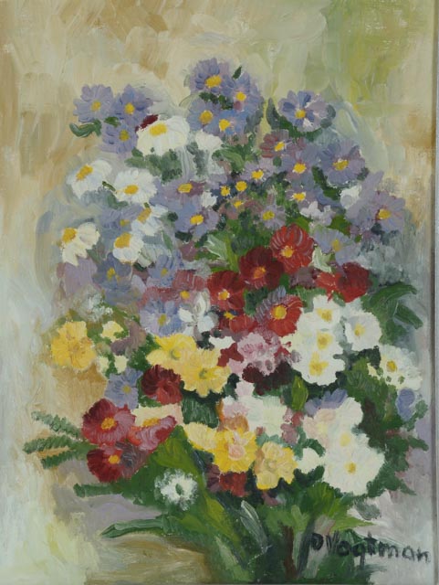 D. Vogtman Vintage Oil on Canvas Floral Still Life