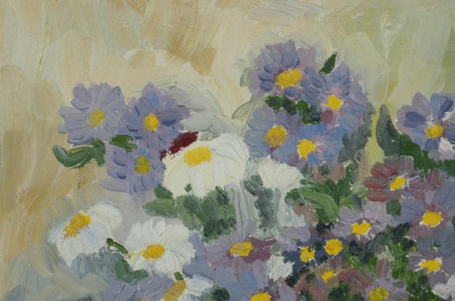 D. Vogtman Vintage Oil on Canvas Floral Still Life