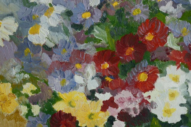 D. Vogtman Vintage Oil on Canvas Floral Still Life