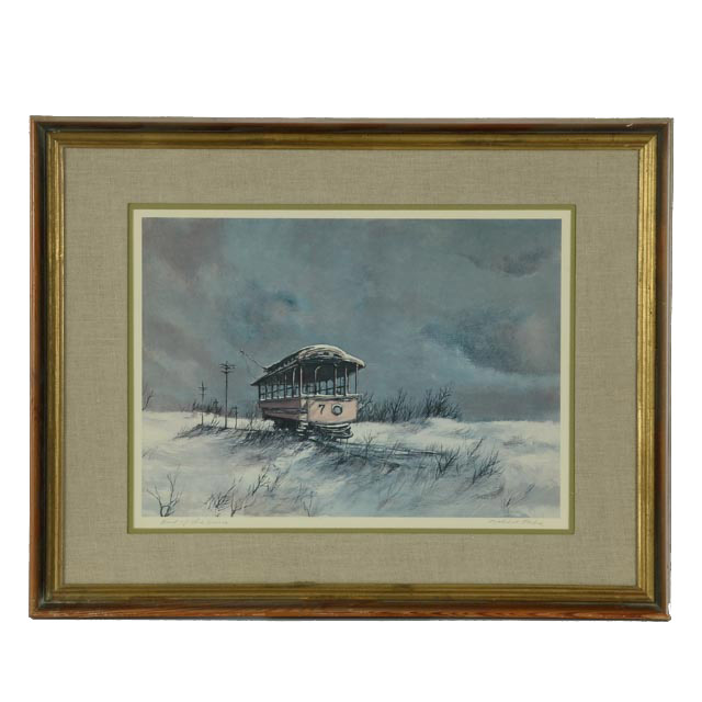 Robert Fabe Signed Offset Lithograph "End of the Line"