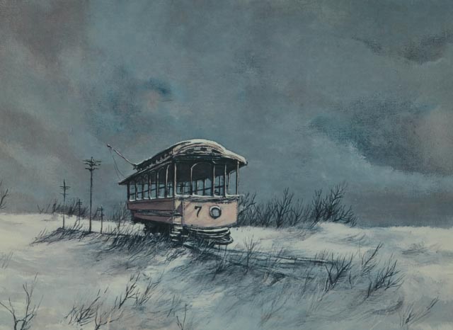 Robert Fabe Signed Offset Lithograph "End of the Line"