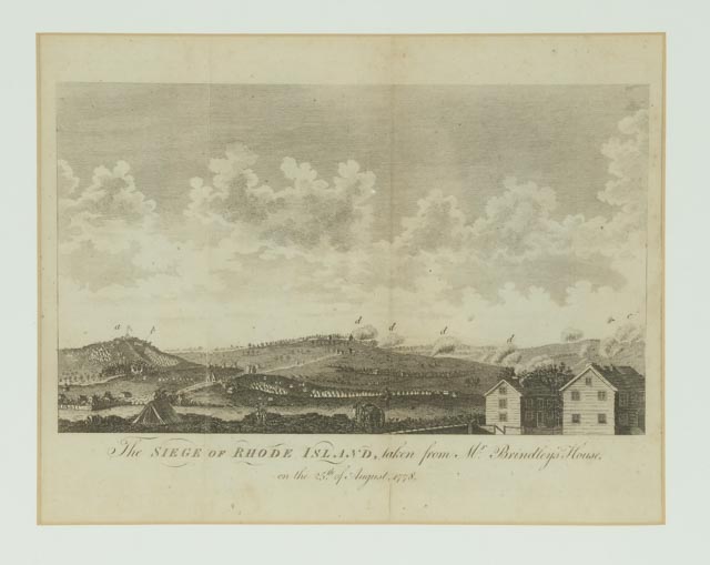 1778 Original Engraving "The Siege of Rhode Island, taken from Mr. Brindley's House"