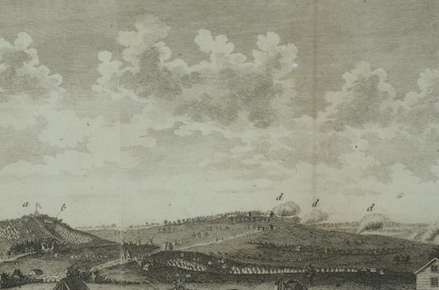 1778 Original Engraving "The Siege of Rhode Island, taken from Mr. Brindley's House"