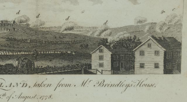 1778 Original Engraving "The Siege of Rhode Island, taken from Mr. Brindley's House"