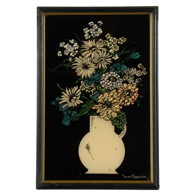 "Phlox and Asters" Reverse Glass Serigraph