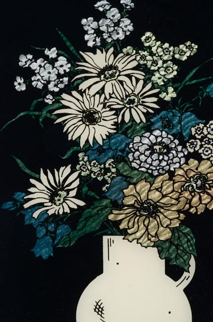 "Phlox and Asters" Reverse Glass Serigraph