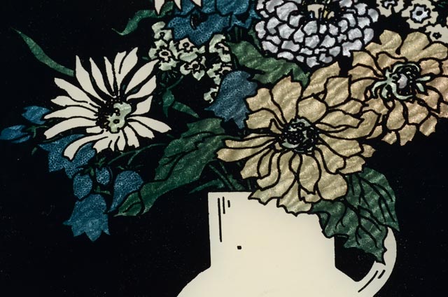 "Phlox and Asters" Reverse Glass Serigraph