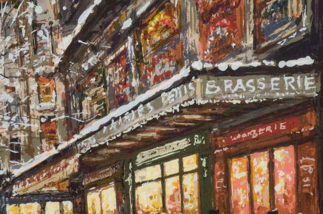 Antoine Boulet Signed Limited Edition Serigraph "Parisian Street Scene in Winter"