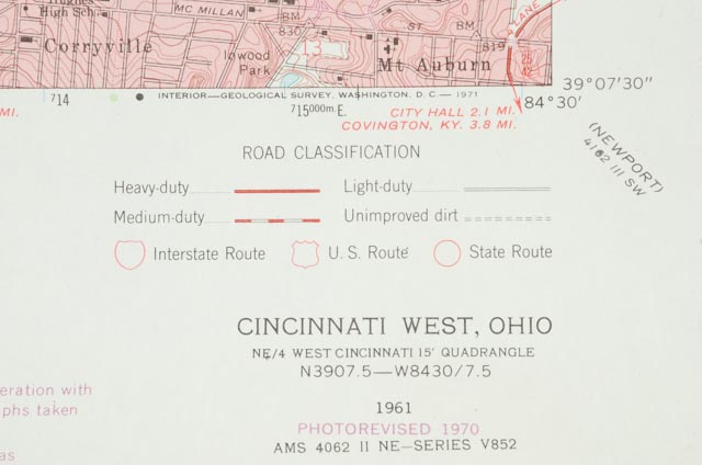 Vintage Topographical Map of Cincinnati